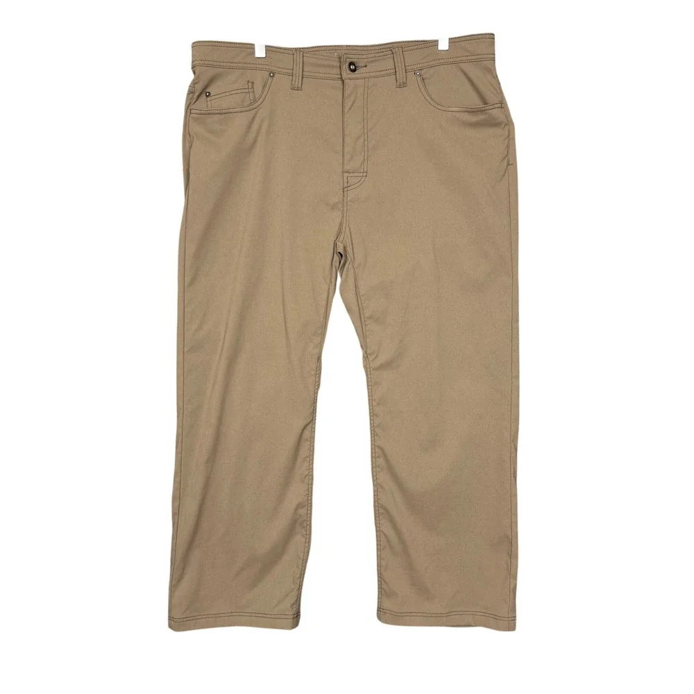 Prana Pants Mens 40x30 Inseam 27 Khaki Brion Slim Fit Stretch Nylon Blend Hiking